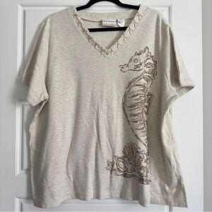 Alfred Dunner cream seahorse top